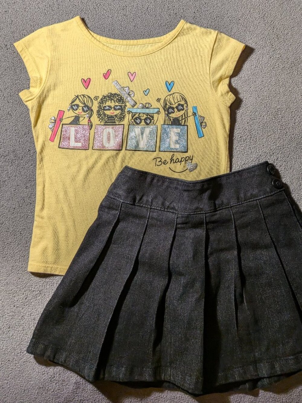 Garanimals Girls 4T Lot Yellow Love Graphic Tee Black Skort
